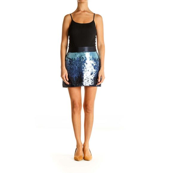 Express Womens Mini party Skirt Blue Ombre Sequins All Over Size 4 NWT - Picture 2 of 11